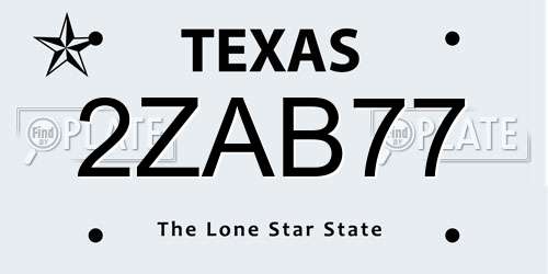 2ZAB77 Texas License Plate