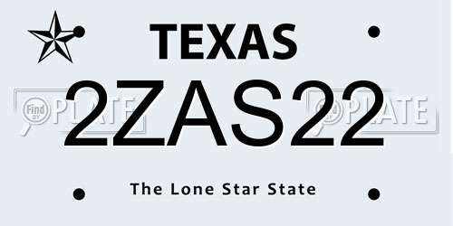 2ZAS22 Texas License Plate