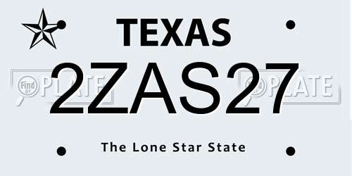 2ZAS27 Texas License Plate