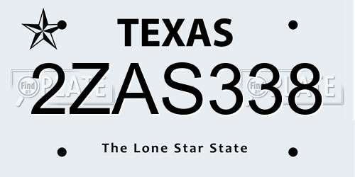 2ZAS338 Texas License Plate
