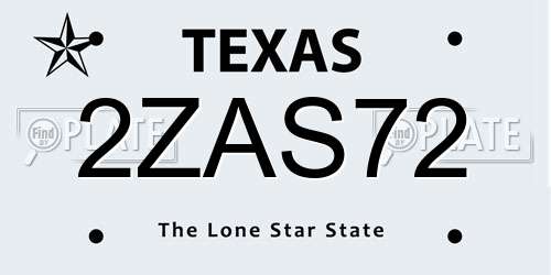 2ZAS72 Texas License Plate