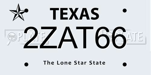 2ZAT66 Texas License Plate