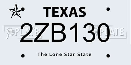 2ZB130 Texas License Plate