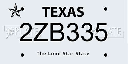 2ZB335 Texas License Plate