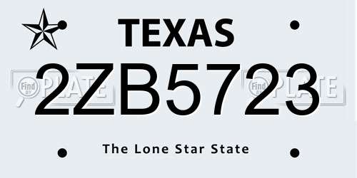 2ZB5723 Texas License Plate