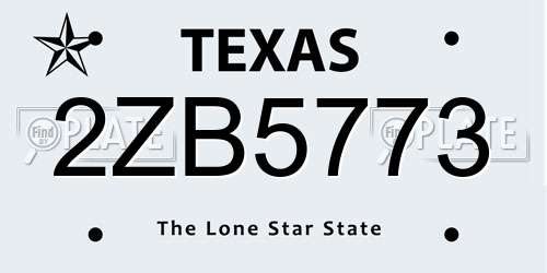 2ZB5773 Texas License Plate