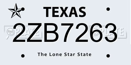 2ZB7263 Texas License Plate
