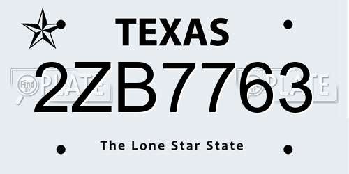2ZB7763 Texas License Plate