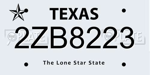 2ZB8223 Texas License Plate