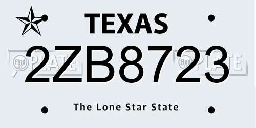 2ZB8723 Texas License Plate