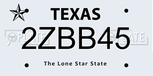 2ZBB45 Texas License Plate