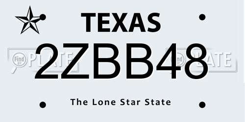 2ZBB48 Texas License Plate