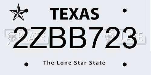 2ZBB723 Texas License Plate