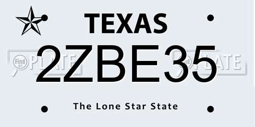 2ZBE35 Texas License Plate