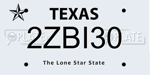2ZBI30 Texas License Plate