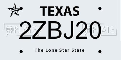 2ZBJ20 Texas License Plate