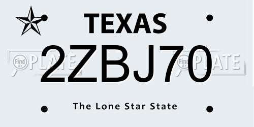 2ZBJ70 Texas License Plate
