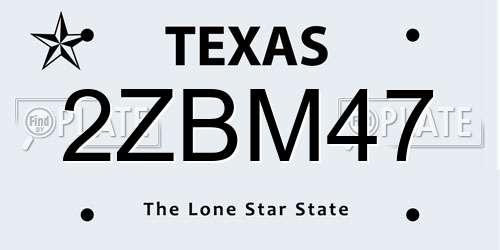 2ZBM47 Texas License Plate