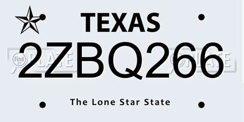 2ZBQ266 Texas License Plate
