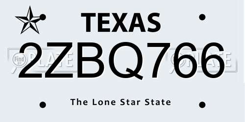 2ZBQ766 Texas License Plate