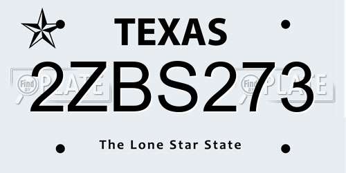 2ZBS273 Texas License Plate