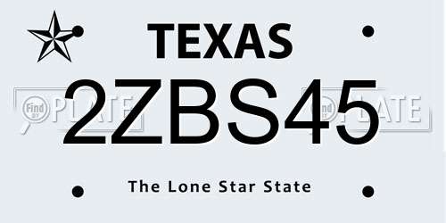 2ZBS45 Texas License Plate