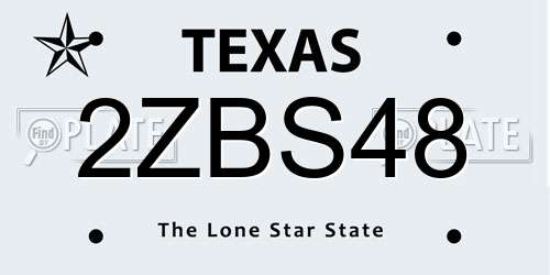 2ZBS48 Texas License Plate