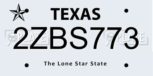 2ZBS773 Texas License Plate