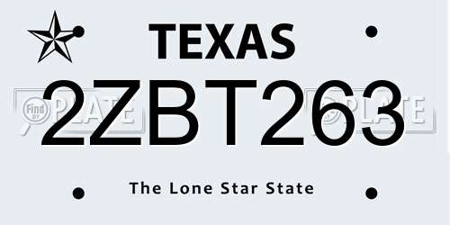 2ZBT263 Texas License Plate