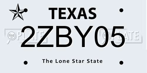 2ZBY05 Texas License Plate