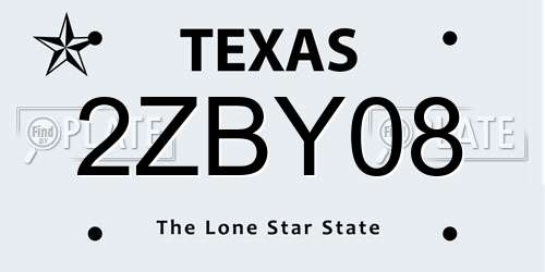 2ZBY08 Texas License Plate