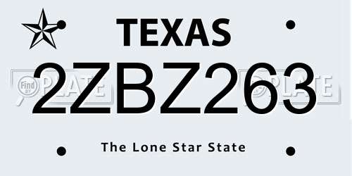 2ZBZ263 Texas License Plate