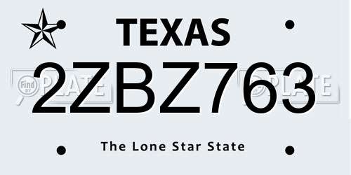 2ZBZ763 Texas License Plate