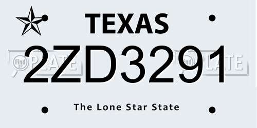 2ZD3291 Texas License Plate