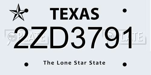 2ZD3791 Texas License Plate