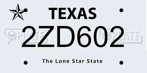 2ZD602 Texas License Plate
