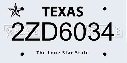2ZD6034 Texas License Plate