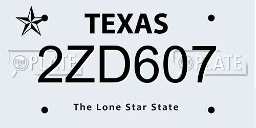 2ZD607 Texas License Plate