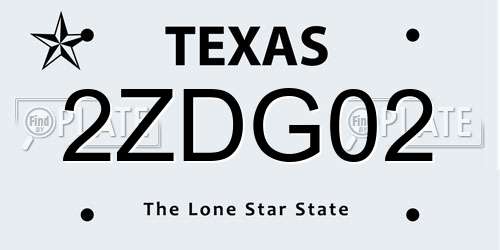 2ZDG02 Texas License Plate