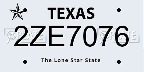 2ZE7076 Texas License Plate