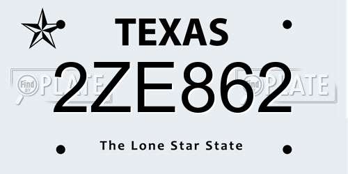 2ZE862 Texas License Plate