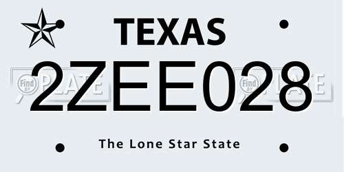 2ZEE028 Texas License Plate
