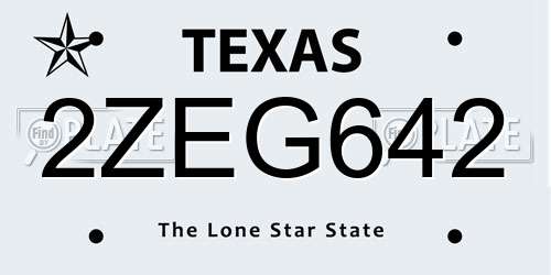 2ZEG642 Texas License Plate
