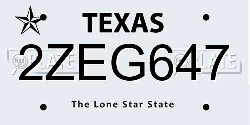 2ZEG647 Texas License Plate