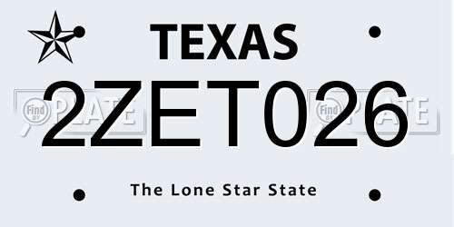2ZET026 Texas License Plate