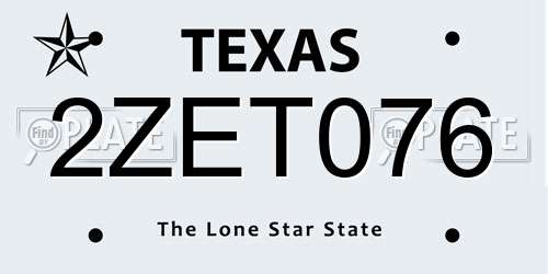 2ZET076 Texas License Plate