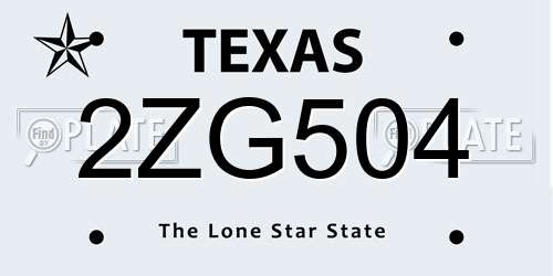 2ZG504 Texas License Plate