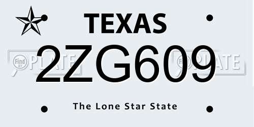 2ZG609 Texas License Plate