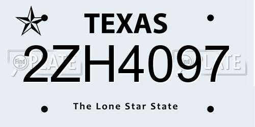 2ZH4097 Texas License Plate