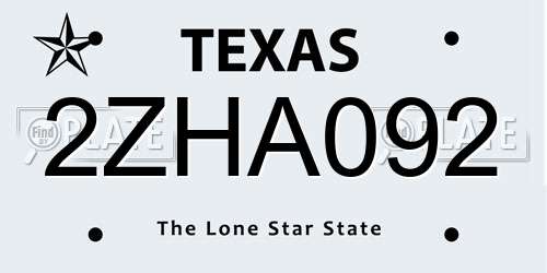 2ZHA092 Texas License Plate
